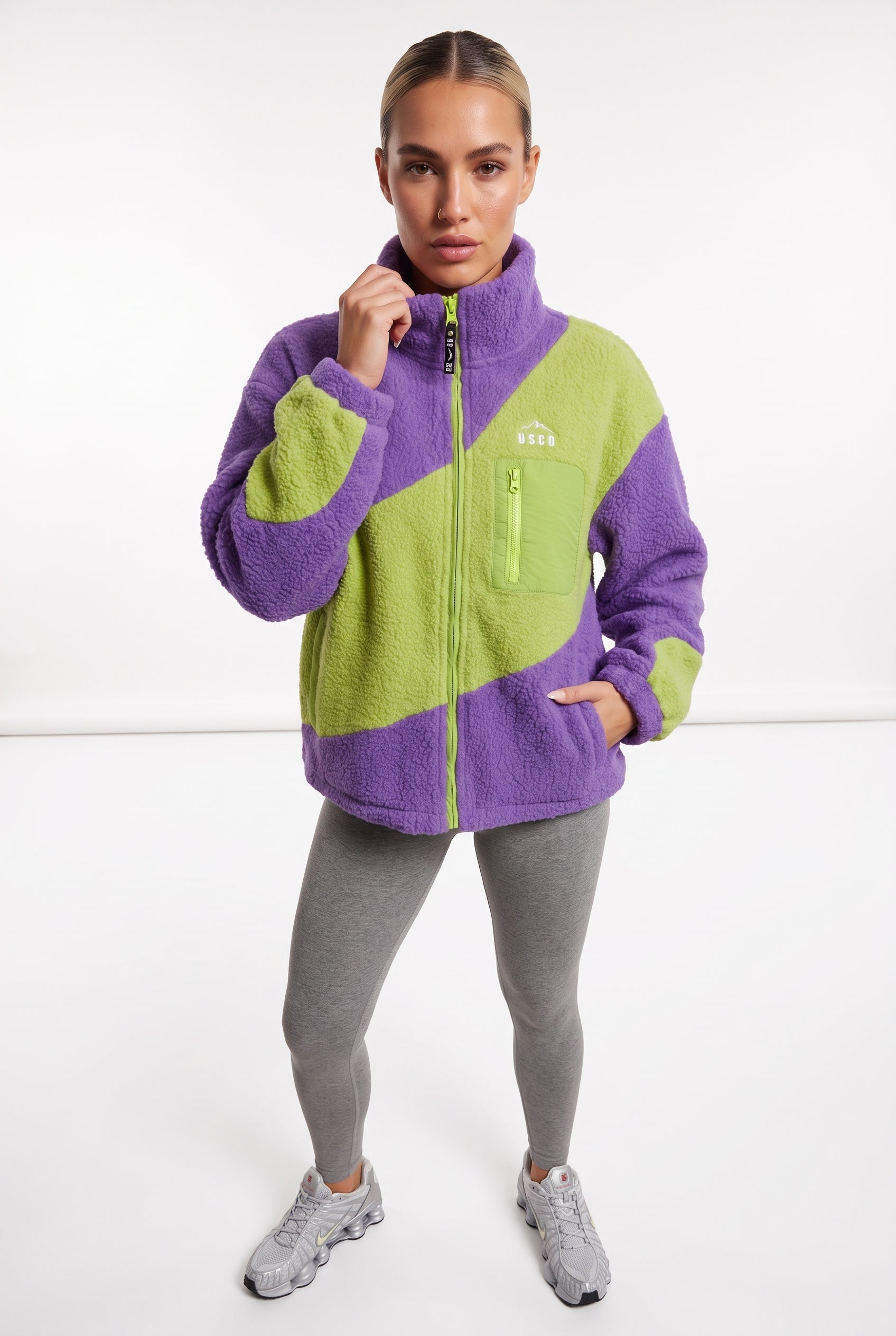 The Vortex Fleece in Green & Purple
