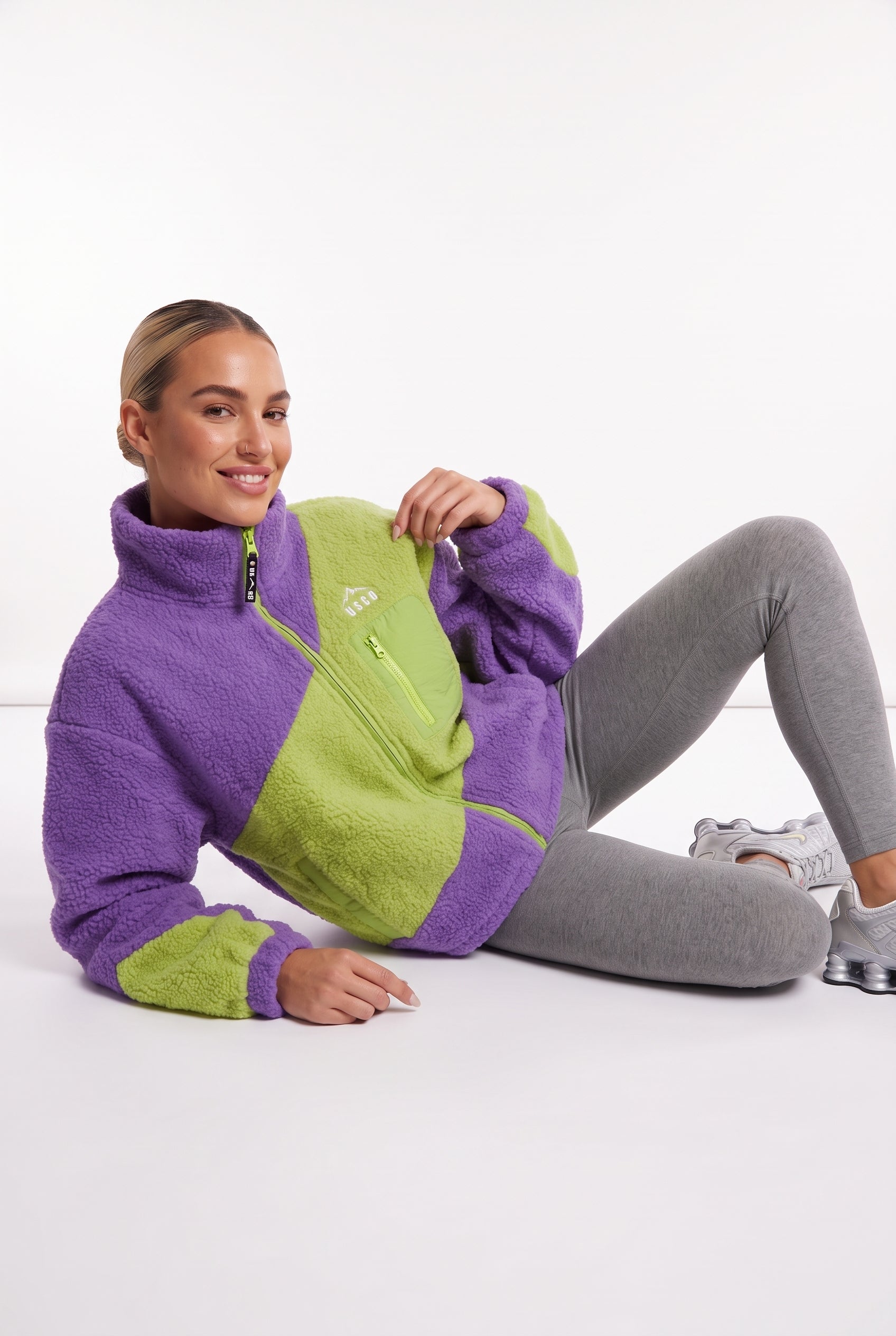 The Vortex Fleece in Green & Purple