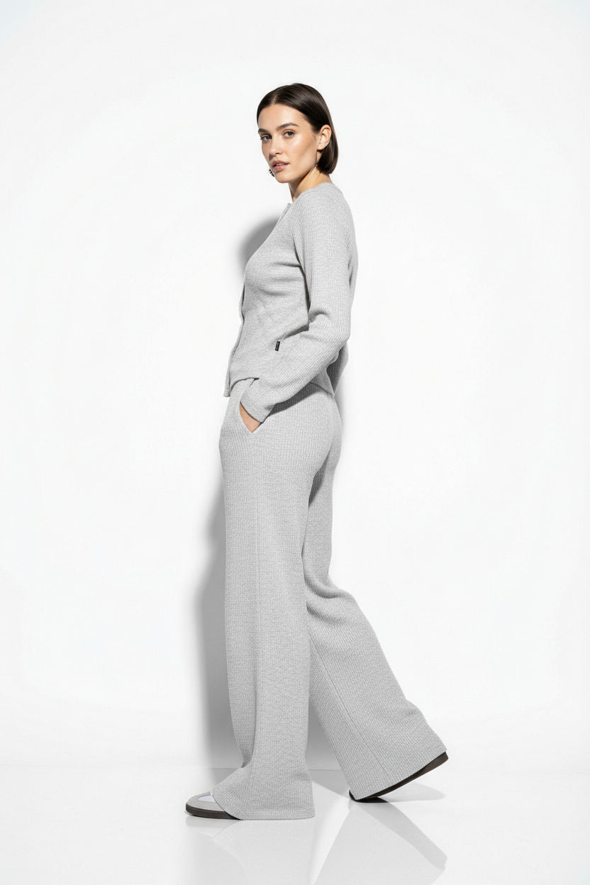 The Linear Rib Lounge Set in Light Grey