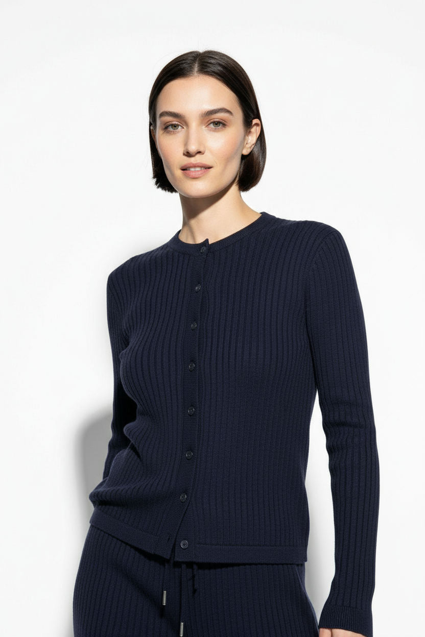 The Linear Rib Lounge Set in Navy