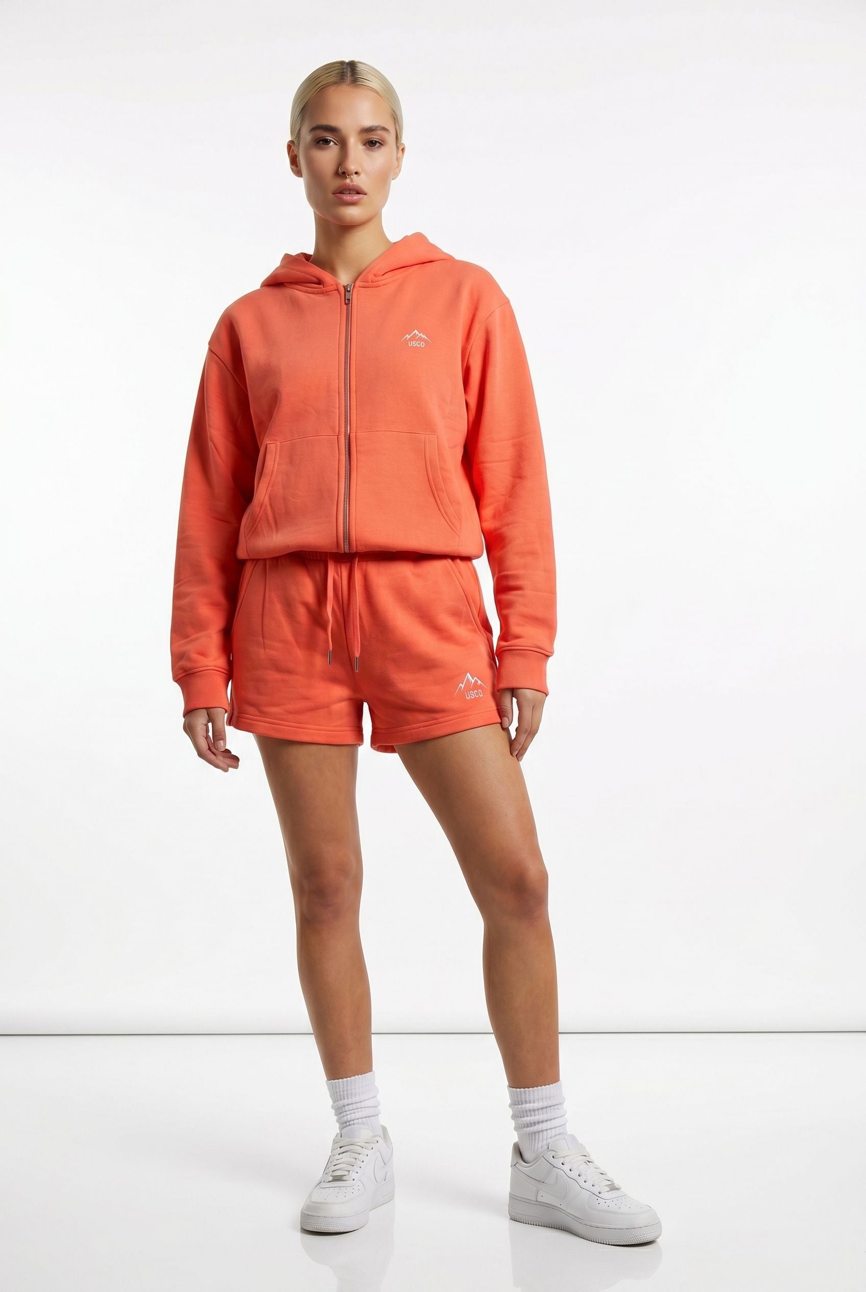 THE AURA SHORT SET IN CORAL