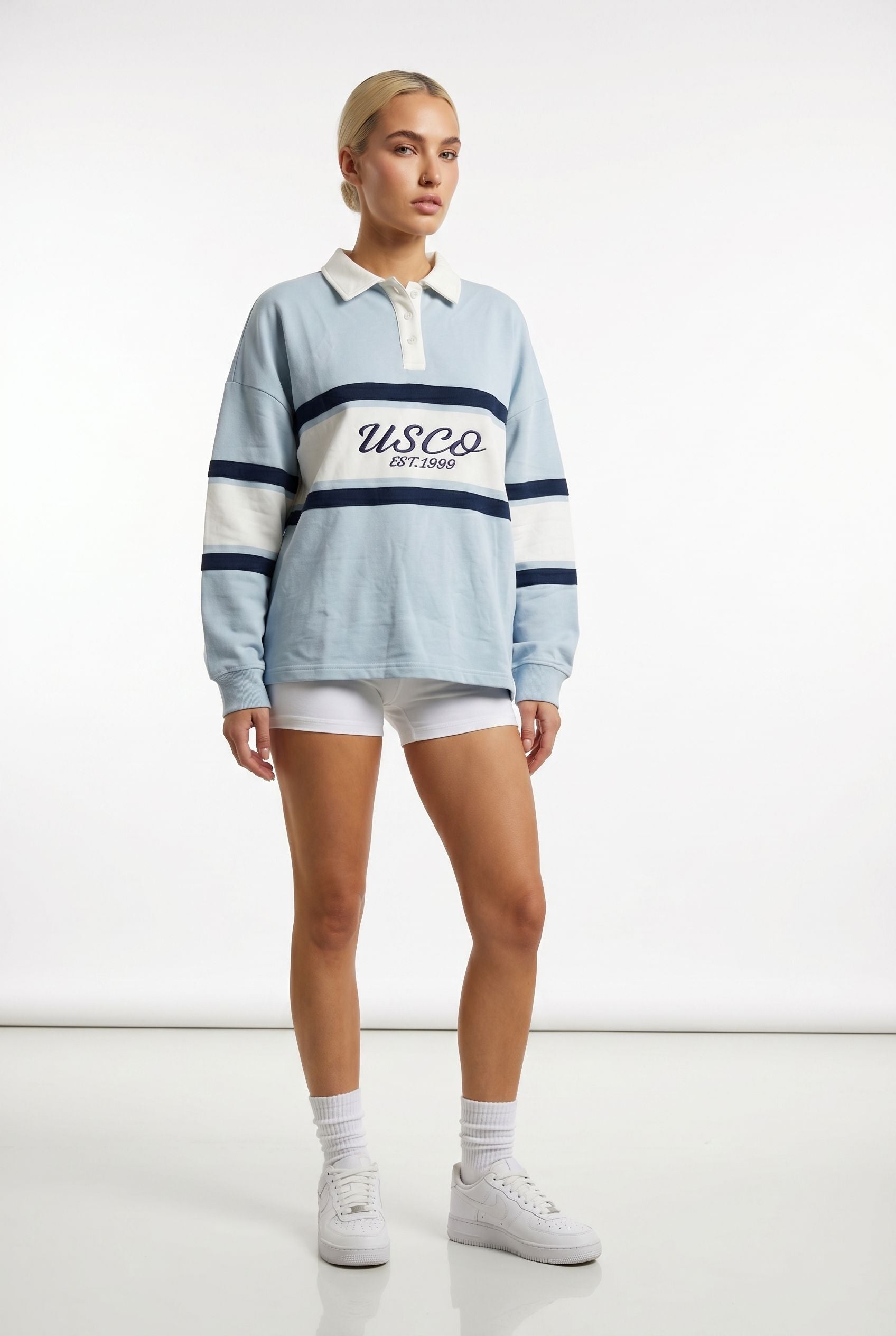 USCO Scandi Collared Pullover in Blue