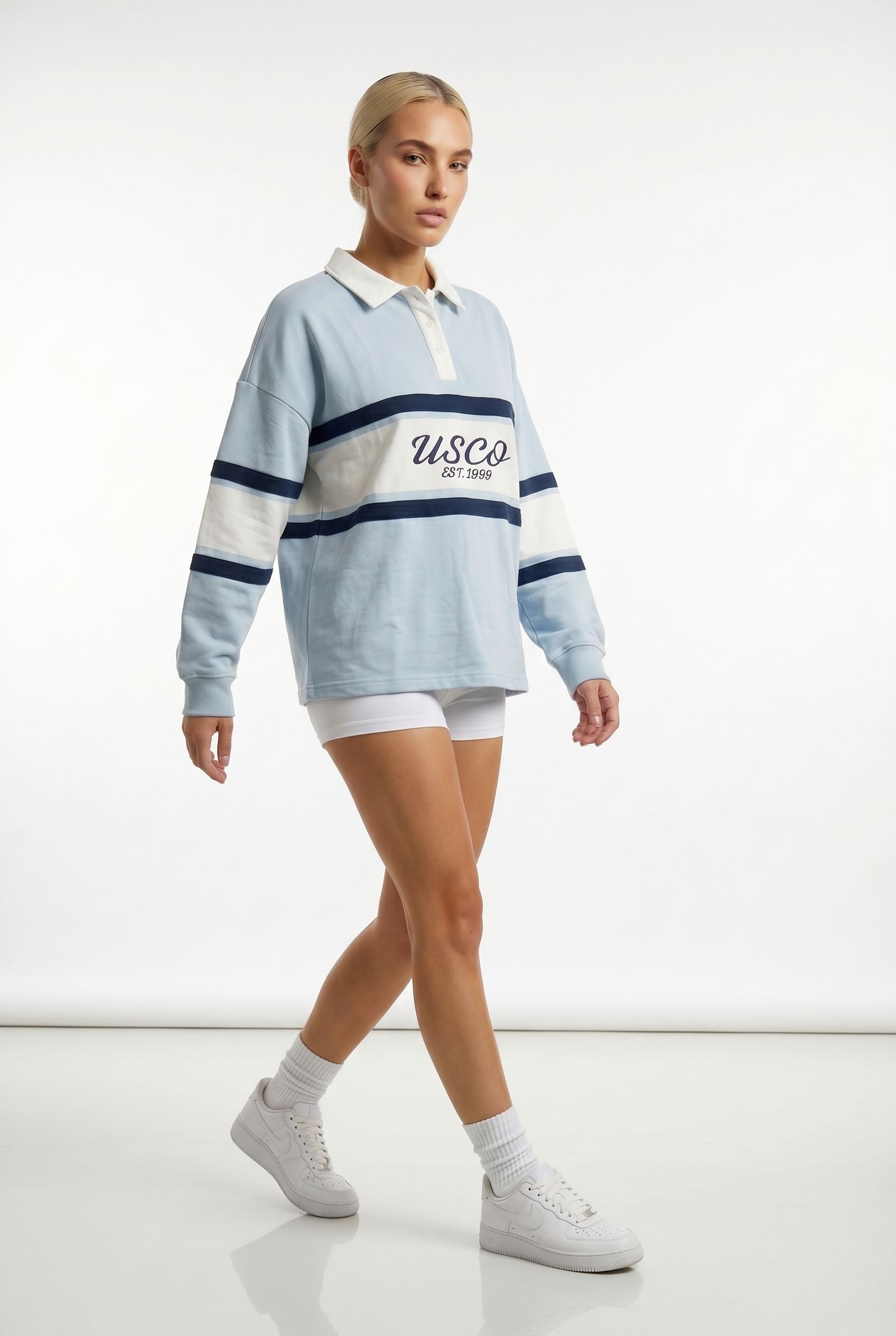 USCO Scandi Collared Pullover in Blue