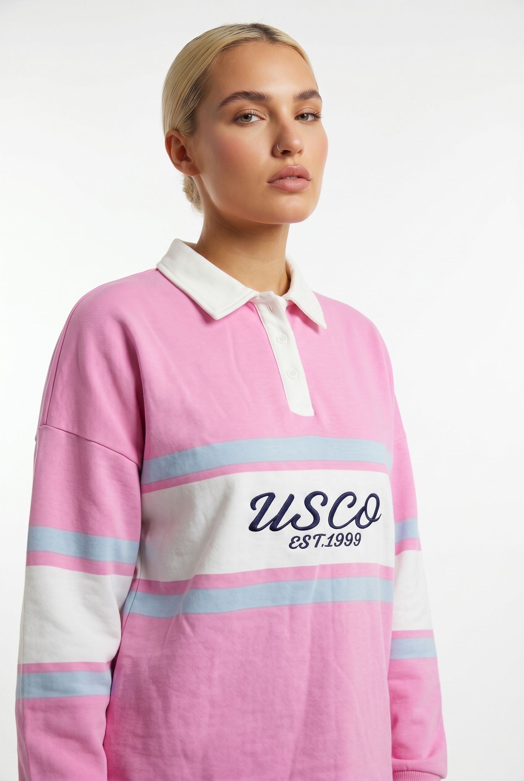 USCO Scandi Collared Pullover in Pink