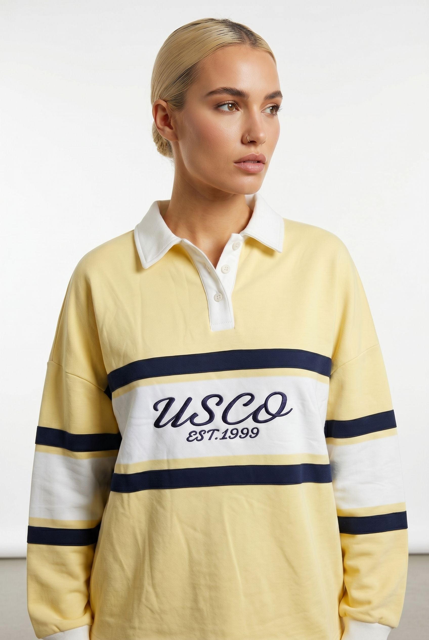 USCO Scandi Collared Pullover in yellow
