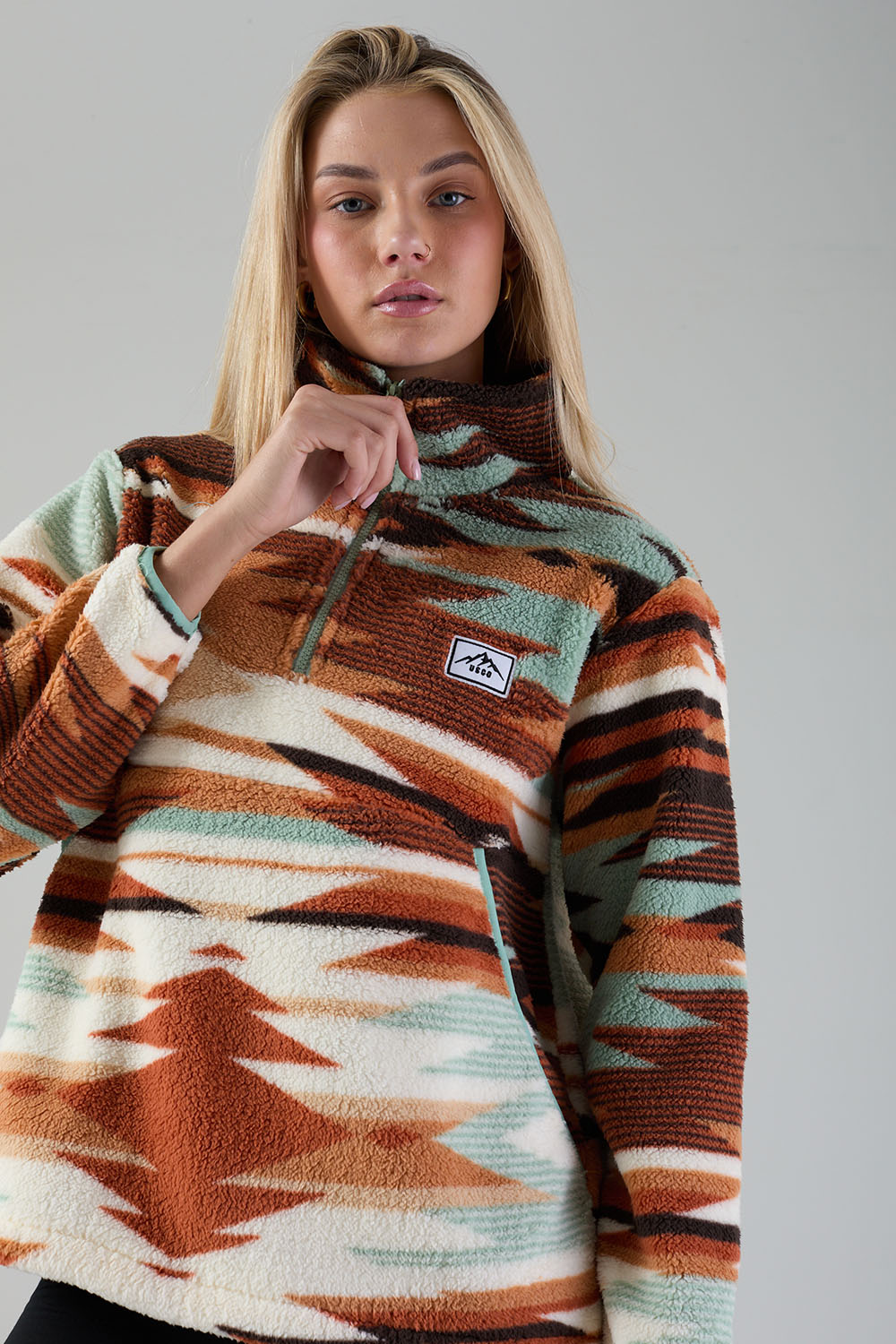 Molly Fleece In blue aztec