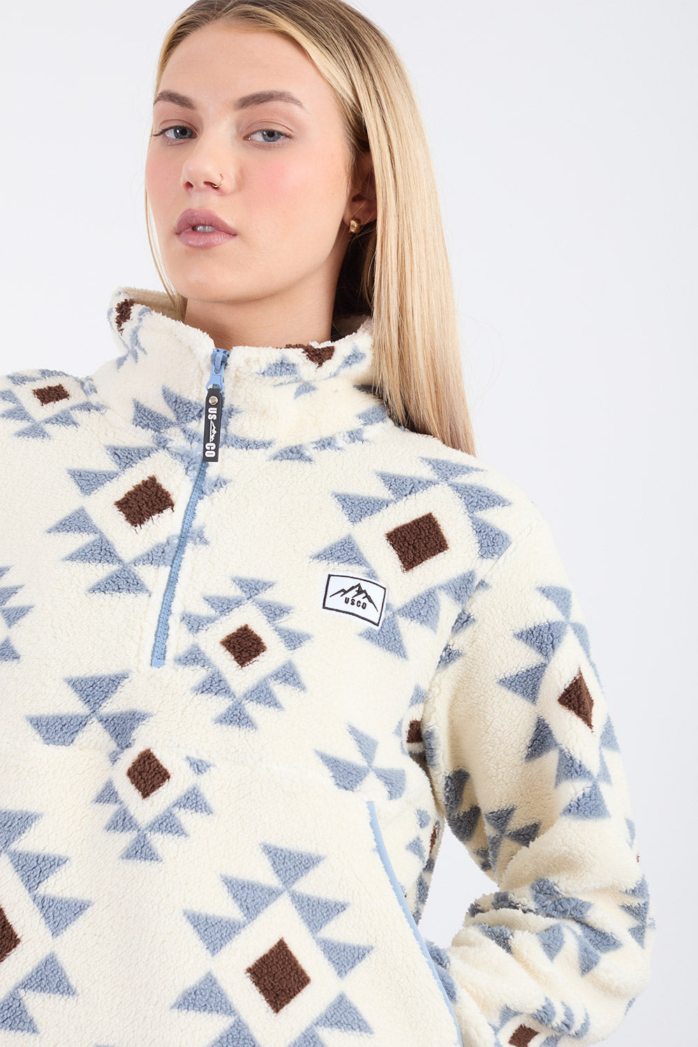 The Trek fleece in White Geo