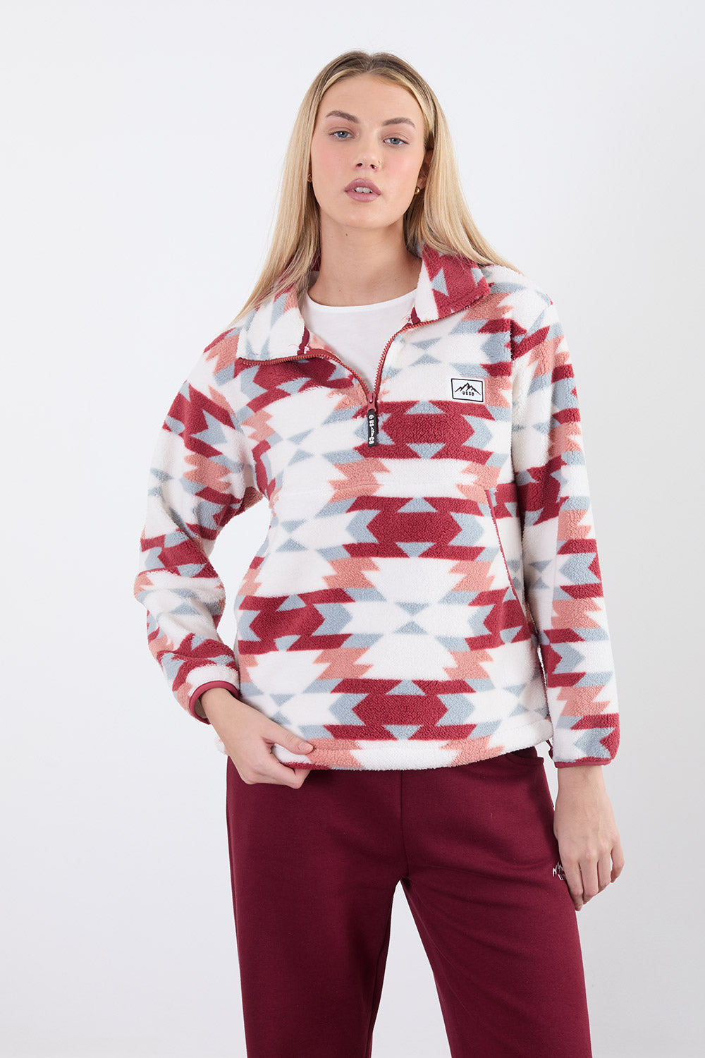 The Trek fleece in Wine Abstract