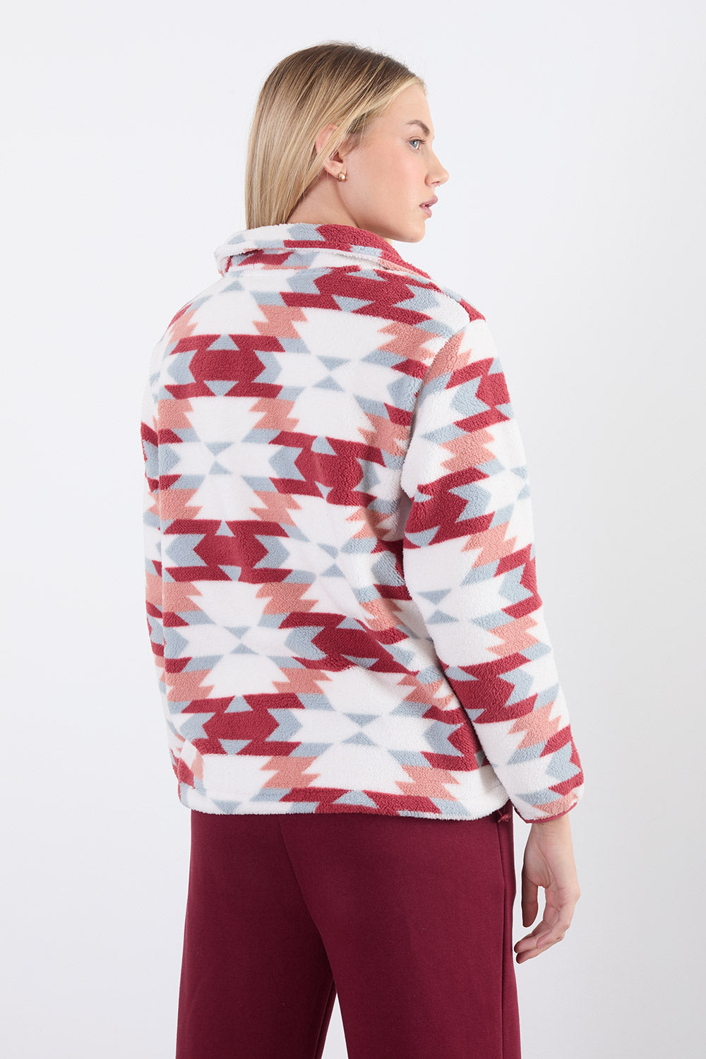 The Trek fleece in Wine Abstract