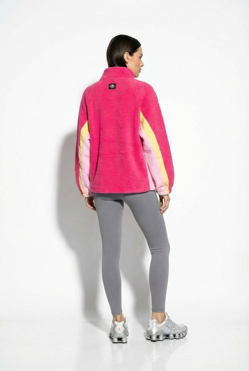 THE LUMI FULL-ZIP FLEECE IN PINK AND MULTI COLOUR SLEEVES
