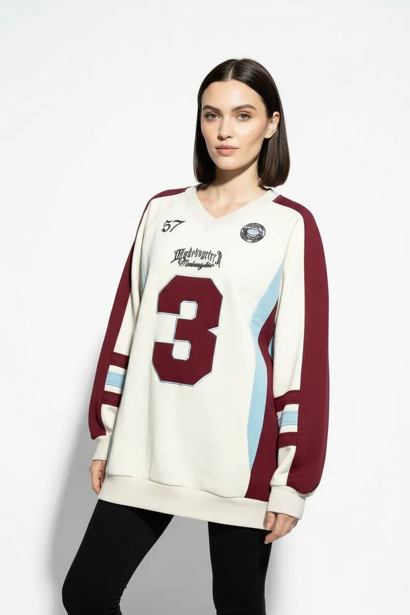 Varsity Oversized Sweatshirt ivory