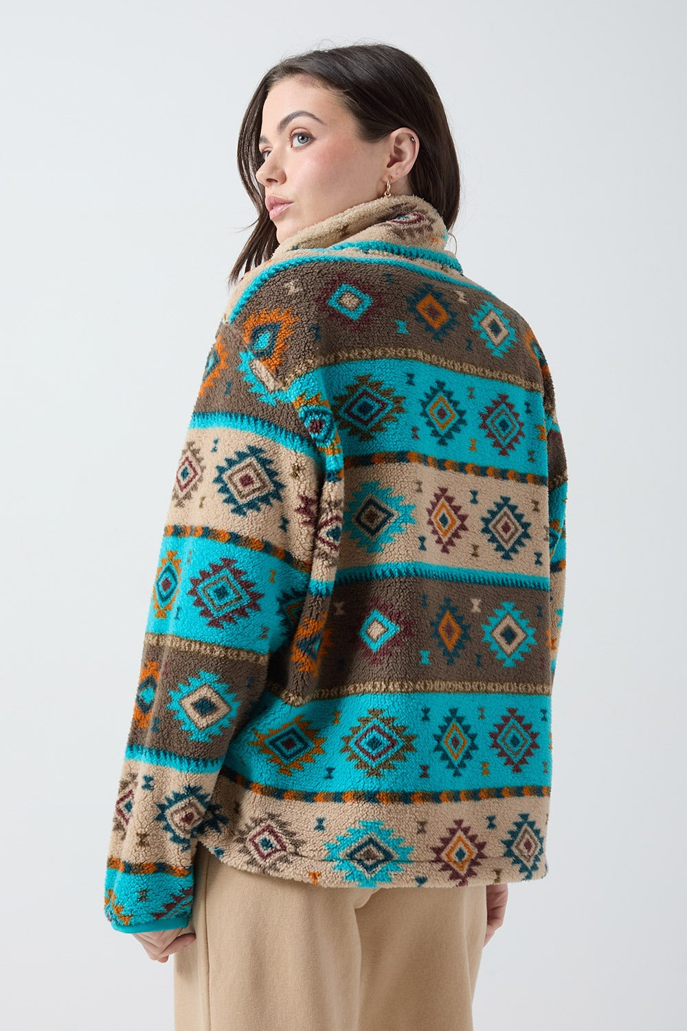 Molly Fleece In Aqua Aztec