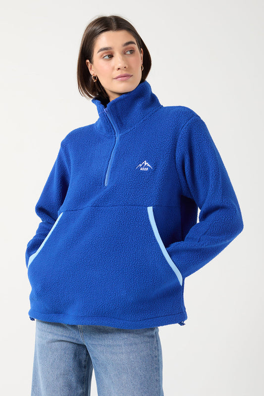 Molly fleece in Cobalt contrast