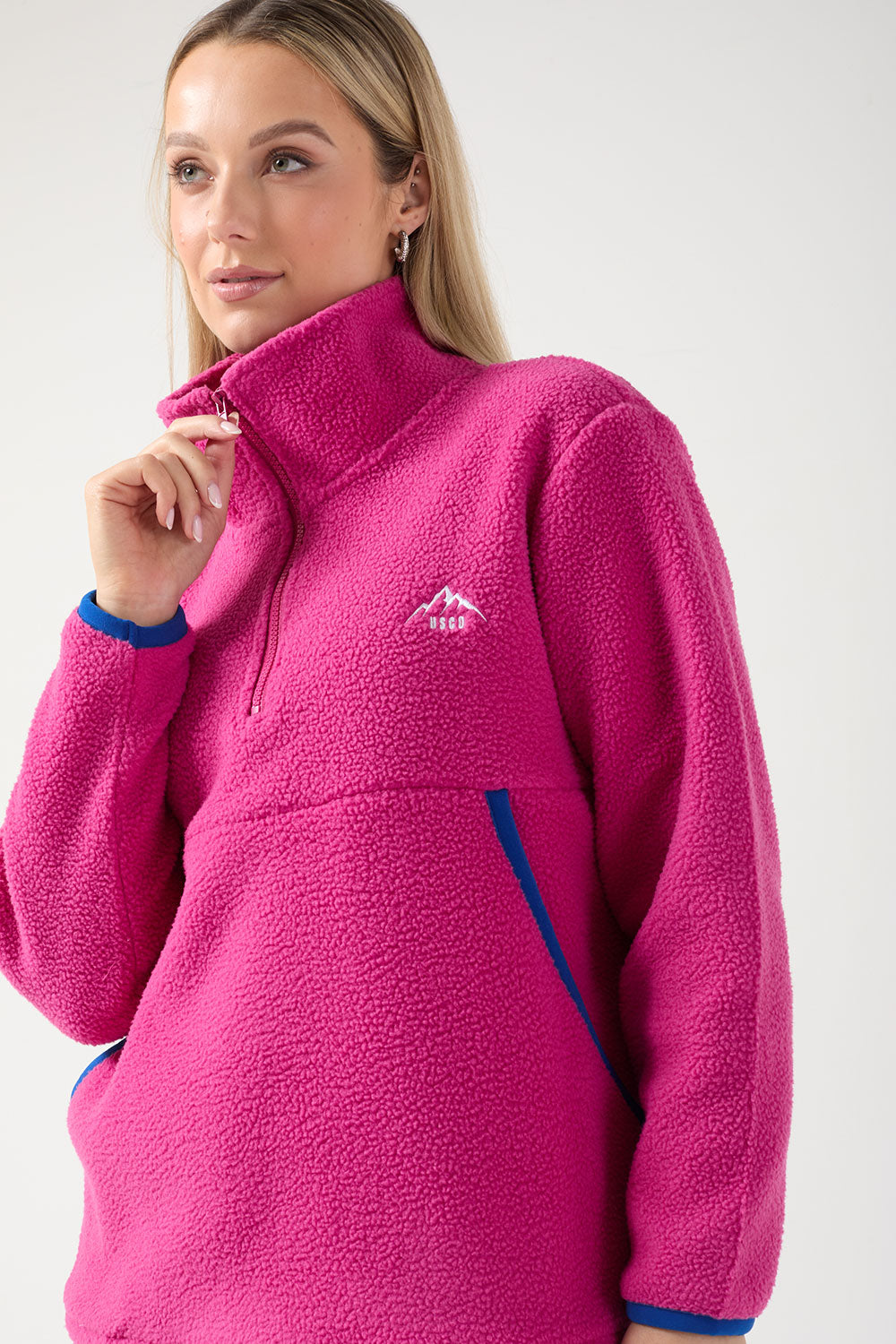 Molly contrast fleece in fushcia/cobalt
